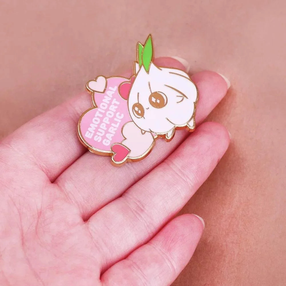 Emotional Support Garlic Enamel Pin
