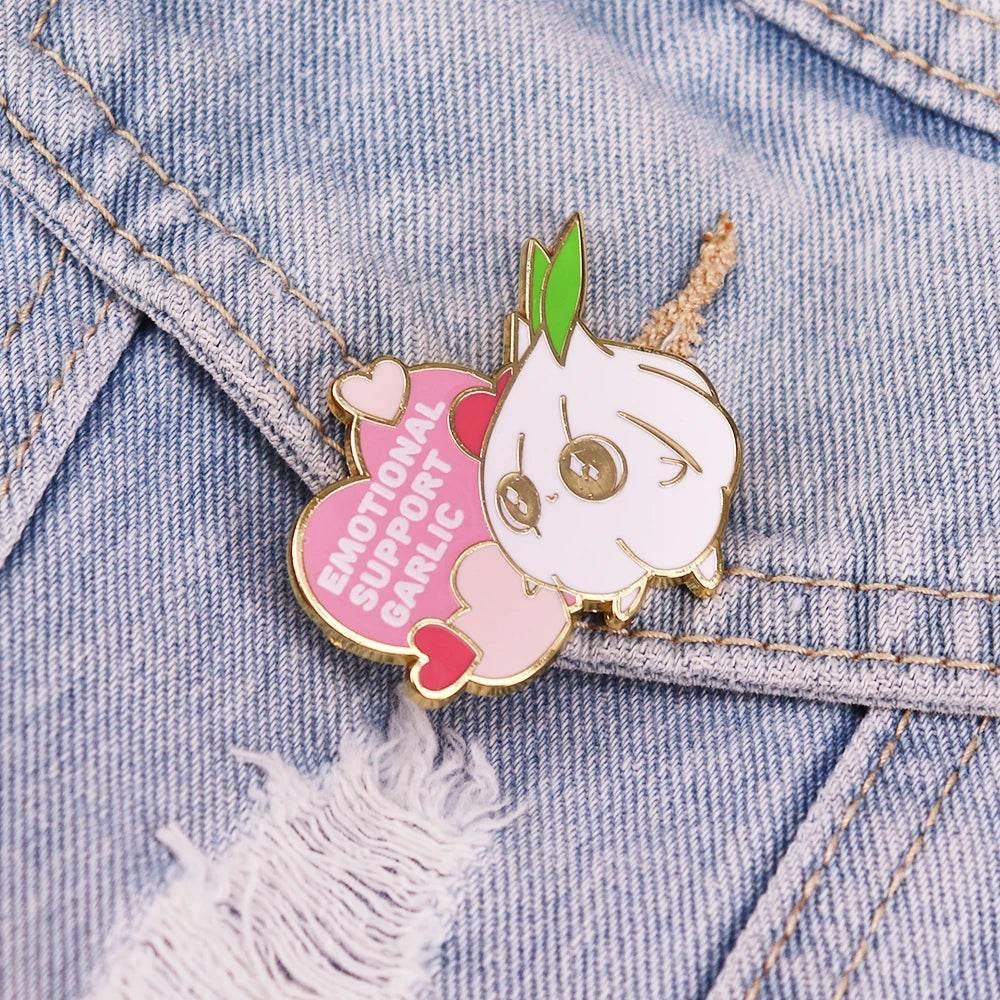 Emotional Support Garlic Enamel Pin