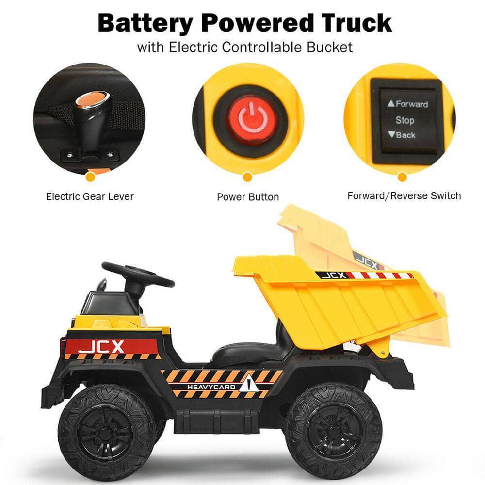 RC Construction Tractor with Electric 12-Volt Battery for Kids Ride-On Fun