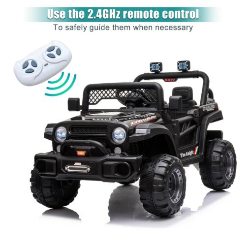 Rechargeable Electric Car Toy with Adjustable Seat Belt and 3 Speeds - Black