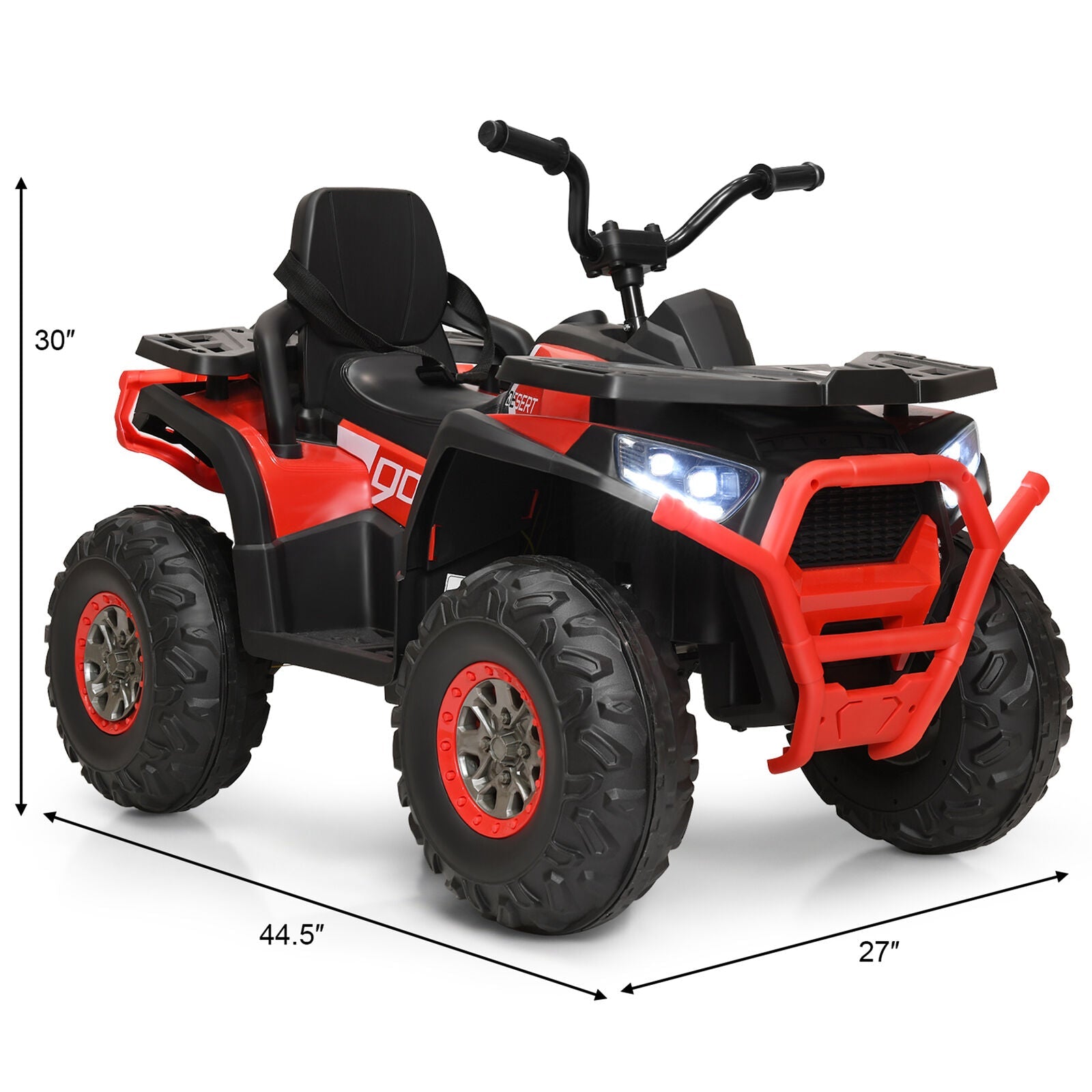 Red 12V Electric Kids ATV 4-Wheeler Quad with LED Light