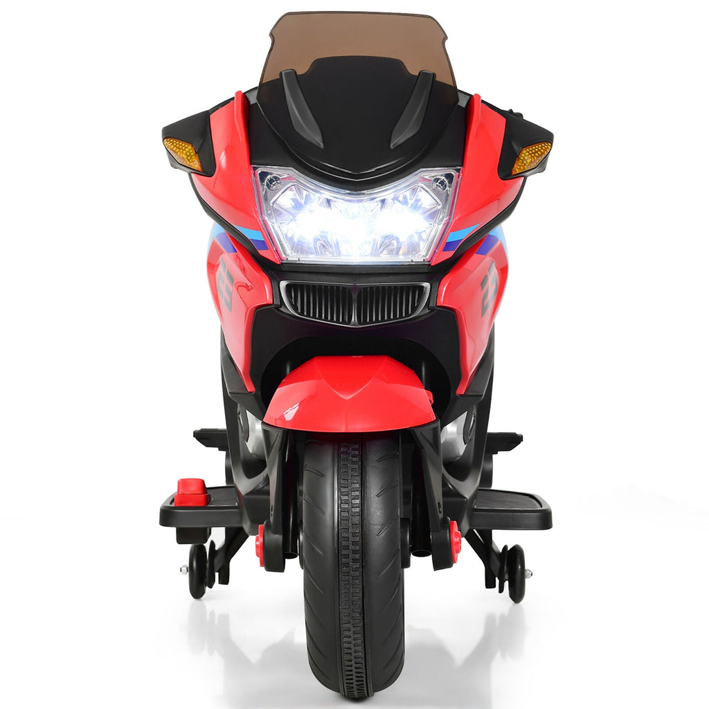 Red 12V Electric Kids Ride On Motorcycle with Training Wheels