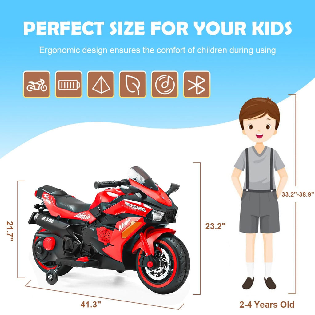 Red 12V Electric Ride-On Motorcycle for Kids