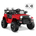 Red 12V Electric Ride-On Truck for Kids with Remote Control, Lights, and Music