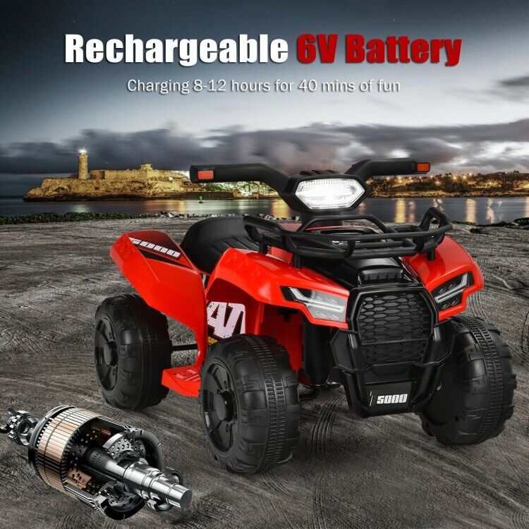 Red 12V Kids Electric ATV Quad Ride On Car with MP3 Player and LED Lights