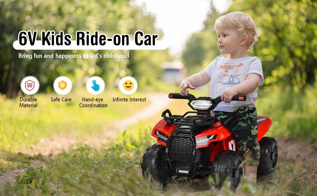 Red 12V Kids Electric ATV Quad Ride On Car with MP3 Player and LED Lights