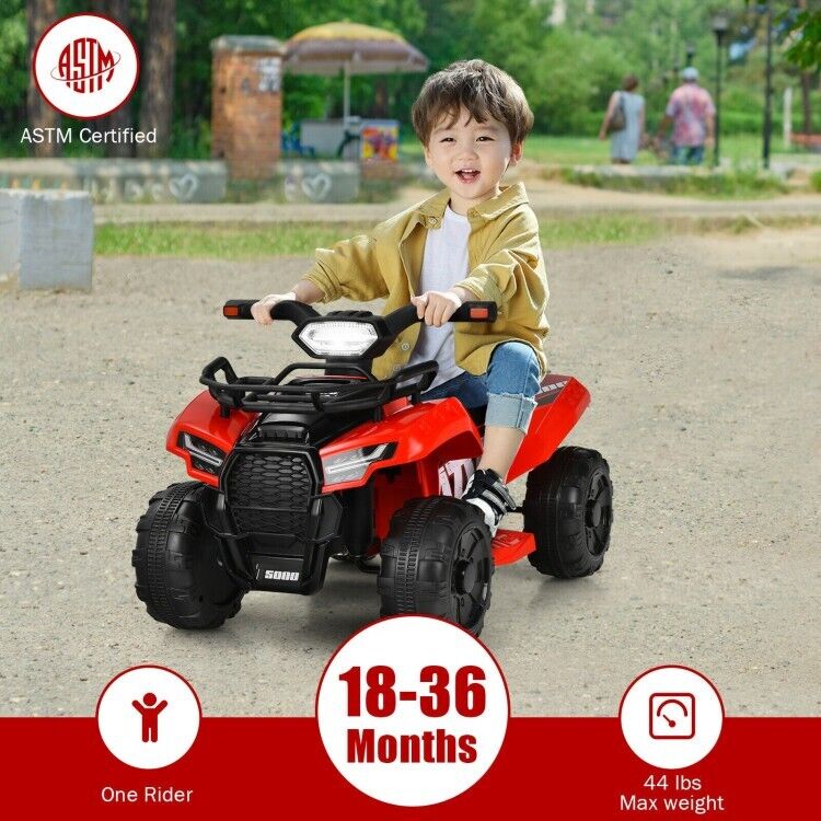 Red 12V Kids Electric ATV Quad Ride On Car with MP3 Player and LED Lights
