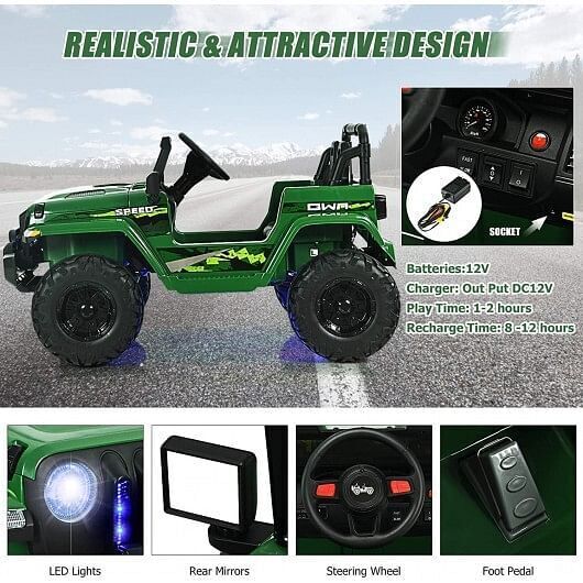 Red 12V Kids Ride-on Jeep Car with Remote Control