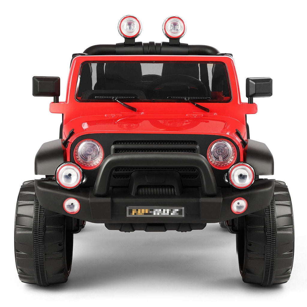 12V Two-Seater Electric Kids Ride On Car Truck with LED Lights, Music, Cover, and Remote Control