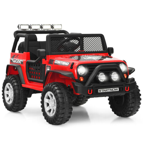Red 12V Kids Ride On Truck with Remote Control & Lights - Electric Car for Endless Fun!