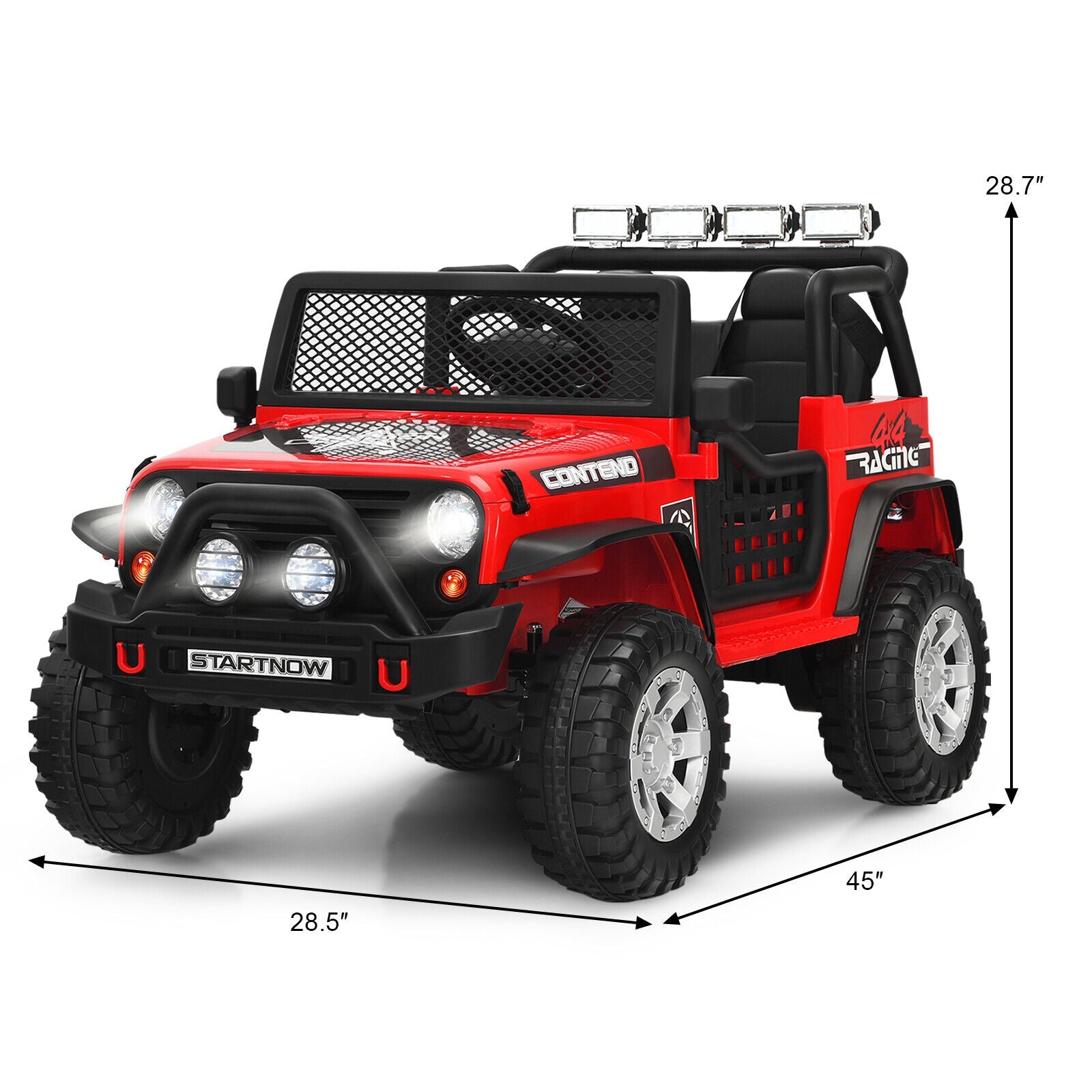 Red 12V Kids Ride On Truck with Remote Control & Lights - Electric Car for Endless Fun!