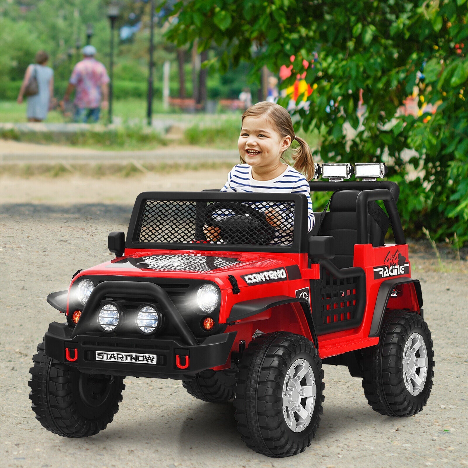 Red 12V Kids Ride On Truck with Remote Control & Lights - Electric Car for Endless Fun!