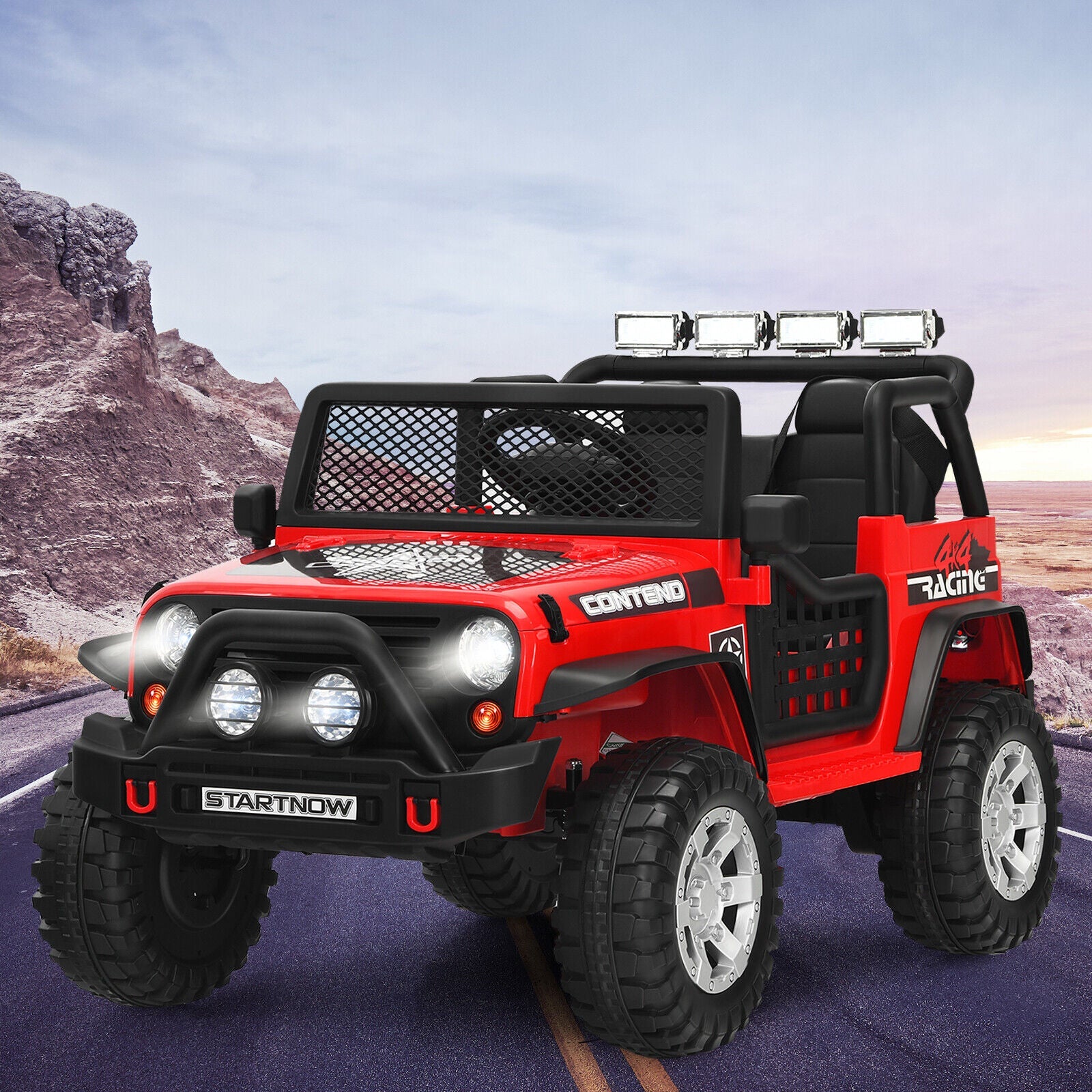 Red 12V Kids Ride On Truck with Remote Control and Lights