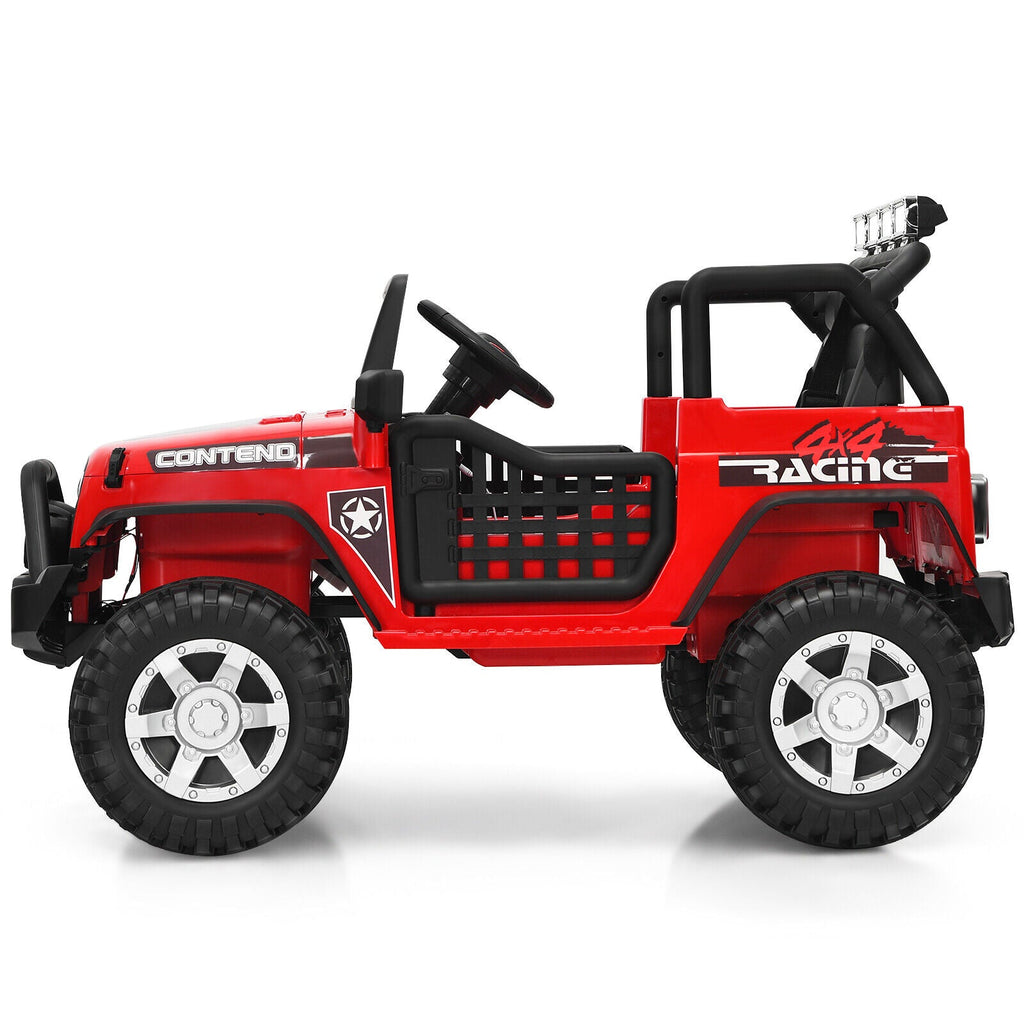 Red 12V Kids Ride On Truck with Remote Control and Lights