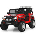 Red 12V Kids Ride On Truck with Remote Control, Lights, and Music