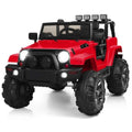 Red 12V Ride On Truck with Remote Control, MP3 Music, and LED Lights for Kids