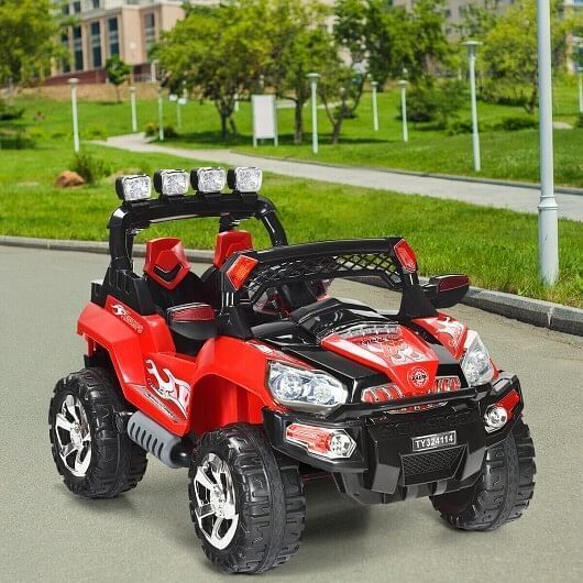 Red 12V SUV Ride-On Car for Kids with Remote Control and LED Lights