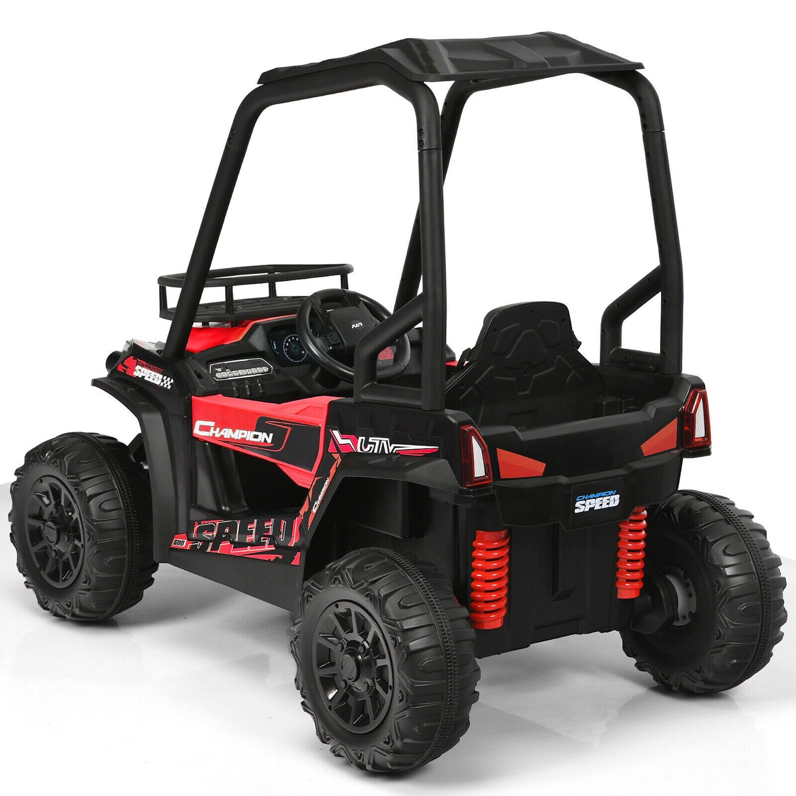 Red 12V UTV Truck Ride-On Car for Kids with Remote Control and Music MP3
