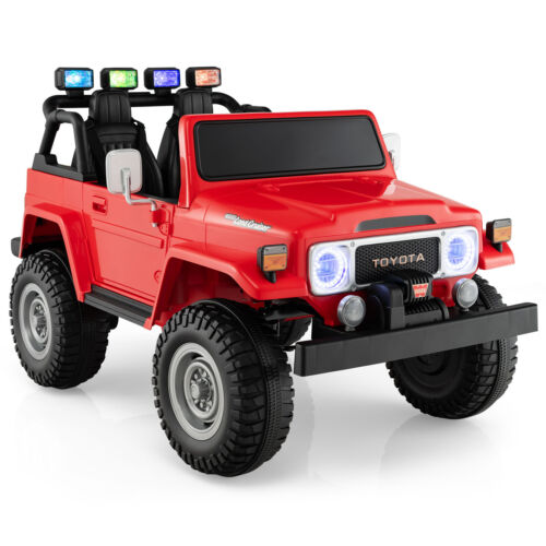 Red 2-Seater Battery Powered Ride-On Car with 3-Point Seat Belts and Doors