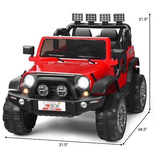 Red 2-Seater Ride on Car Truck with Remote Control and Storage Room - 12V