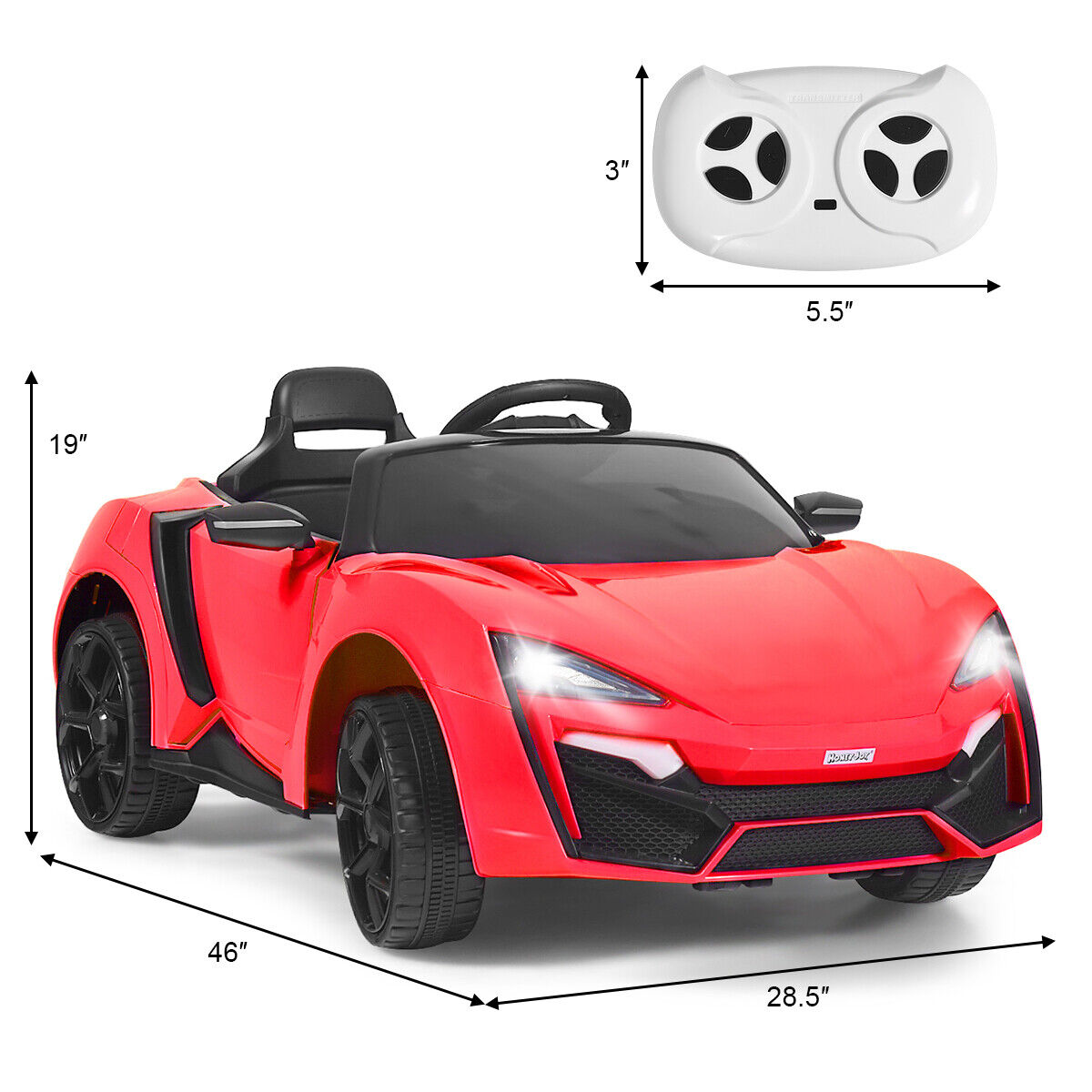 Red 2.4G RC Electric Ride-On Car for Kids with MP3, Lights, and Openable Doors