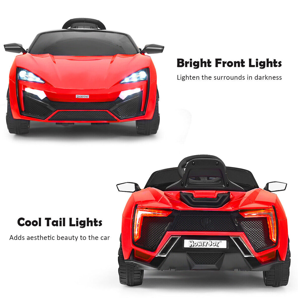 Red 2.4G RC Electric Ride-On Car for Kids with MP3, Lights, and Openable Doors