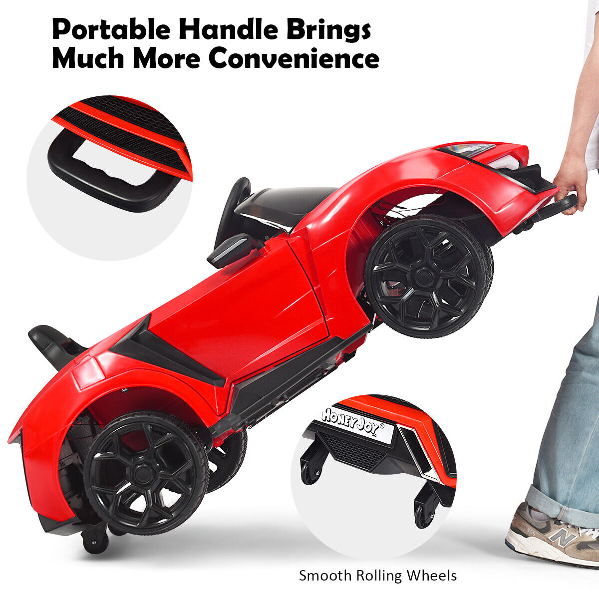 Red 2.4G RC Electric Ride-On Car for Kids with MP3, Lights, and Openable Doors