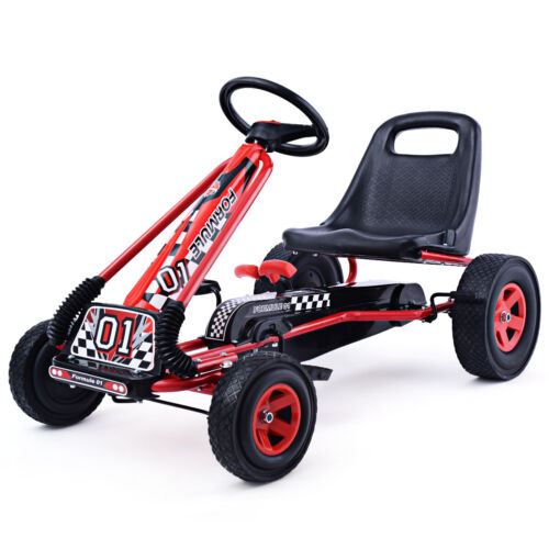 Red 4-Wheel Pedal Go Kart for Kids with Adjustable Seat - Honeyjoy Ride On Toy