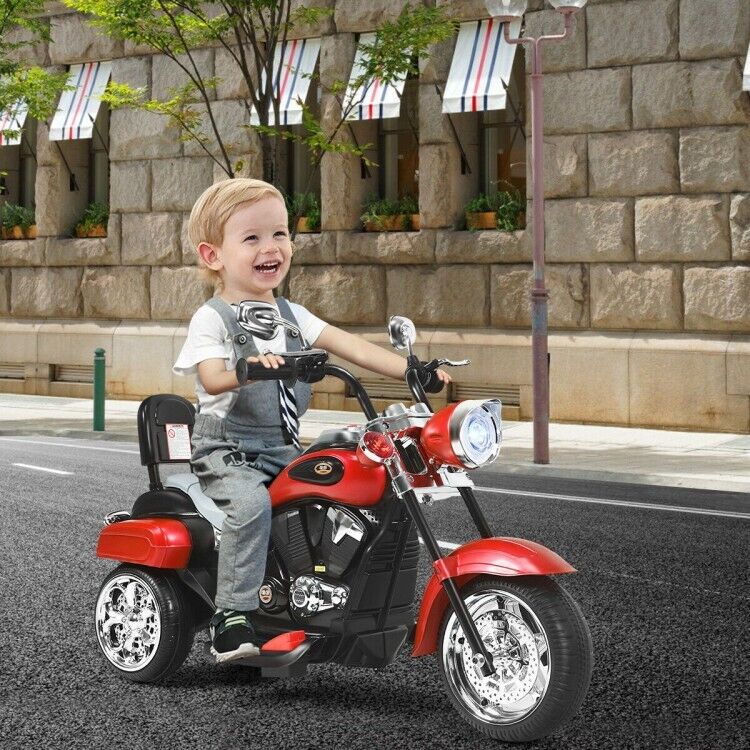 Red 6V Kids Chopper Motorcycle with Headlight and Music
