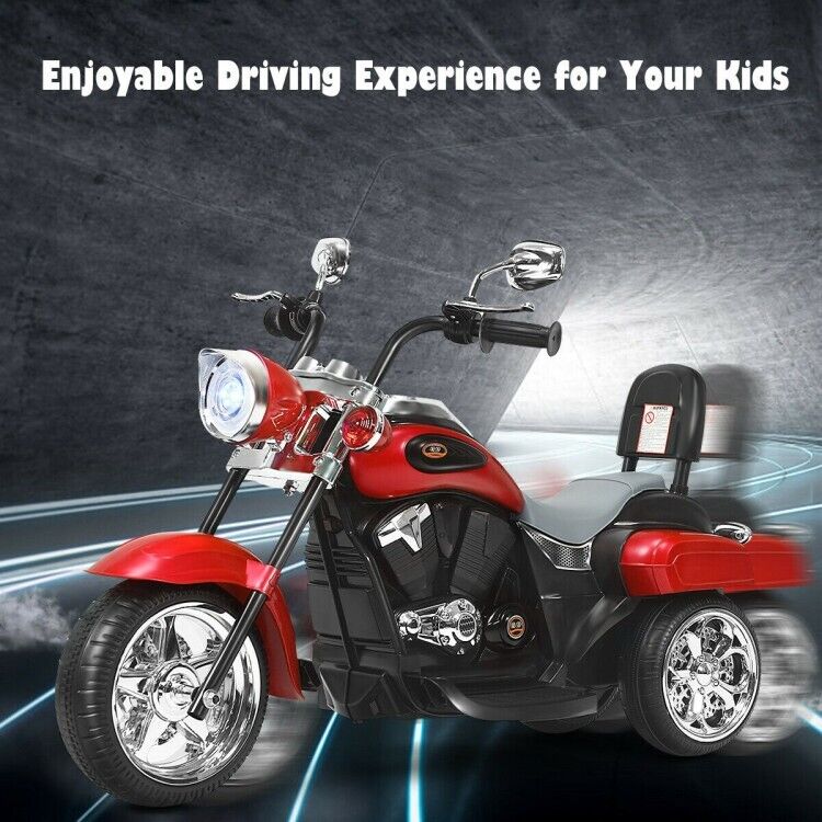 Red 6V Kids Chopper Motorcycle with Headlight and Music