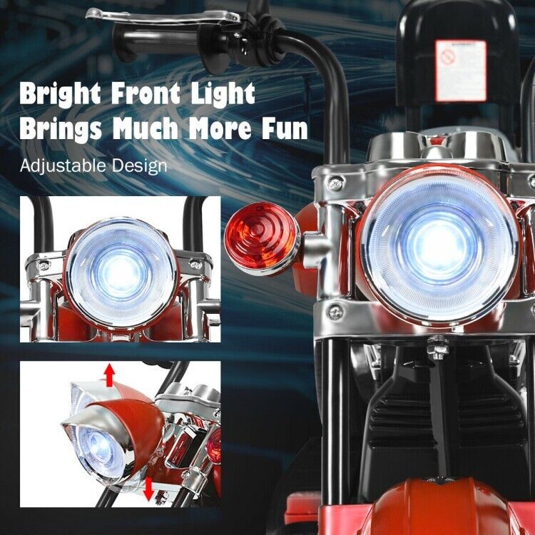Red 6V Kids Chopper Motorcycle with Headlight and Music