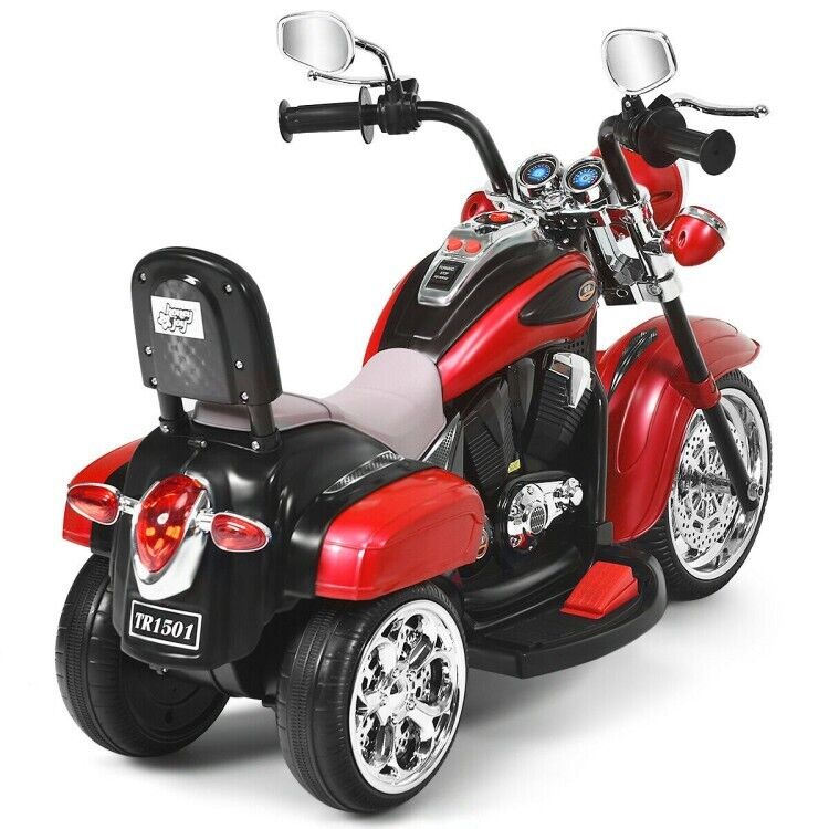Red 6V Kids Chopper Motorcycle with Headlight and Music