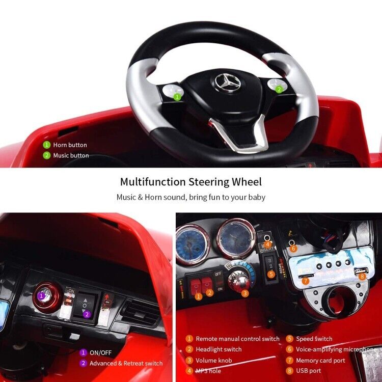 Red 6V Mercedes Electric Ride On Car for Kids 37-72 Months with MP3 and Remote Control
