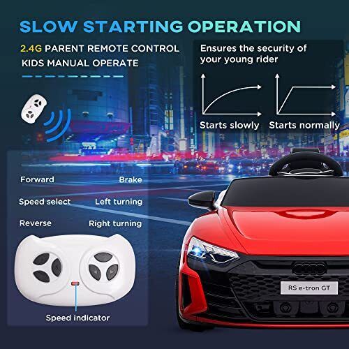 Red Audi 12V Ride On Car with Remote Control for Boys Ages 3-5