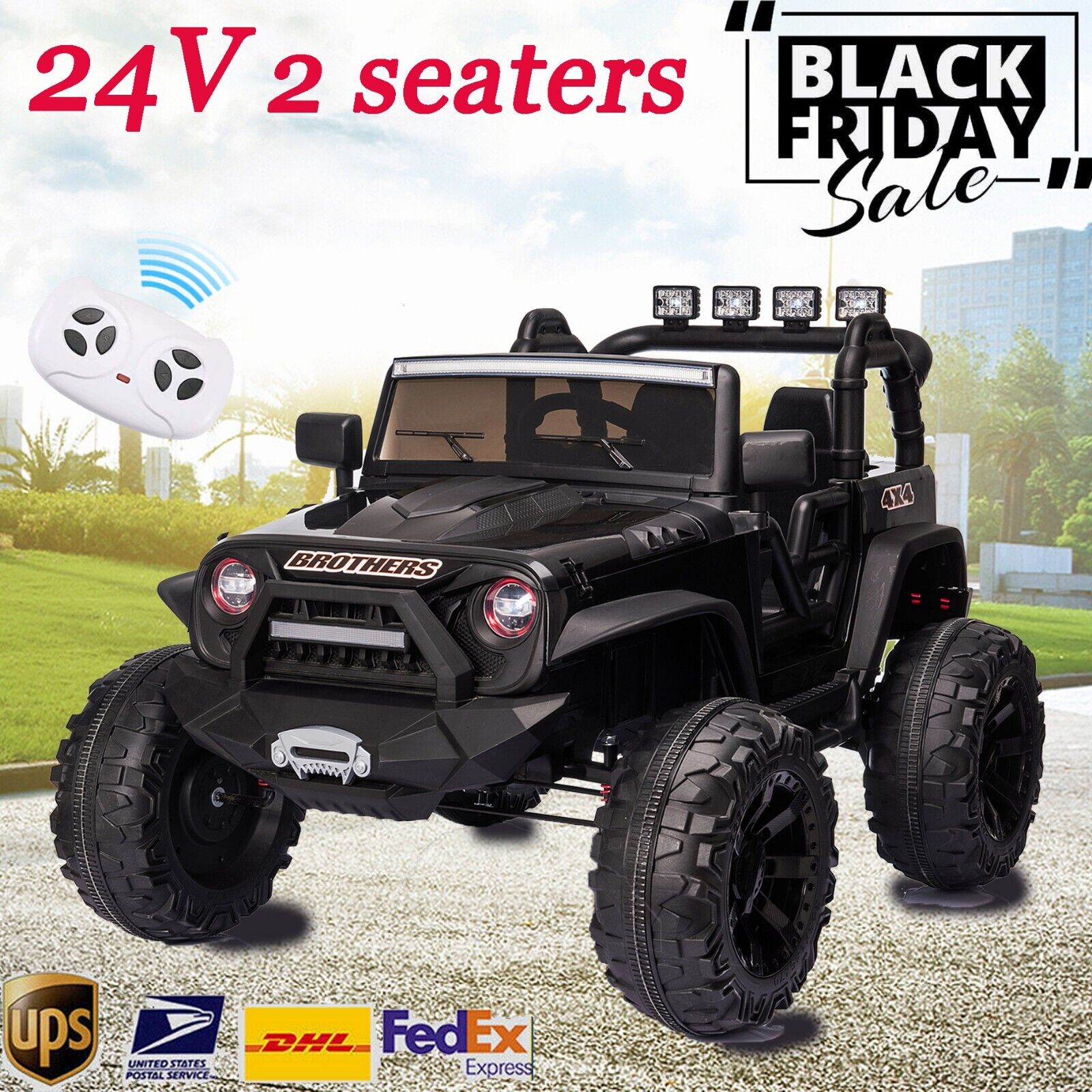 Remote Control Electric Jeep Truck Toy for Kids - 200W×2 Motor - Perfect Christmas Gift
