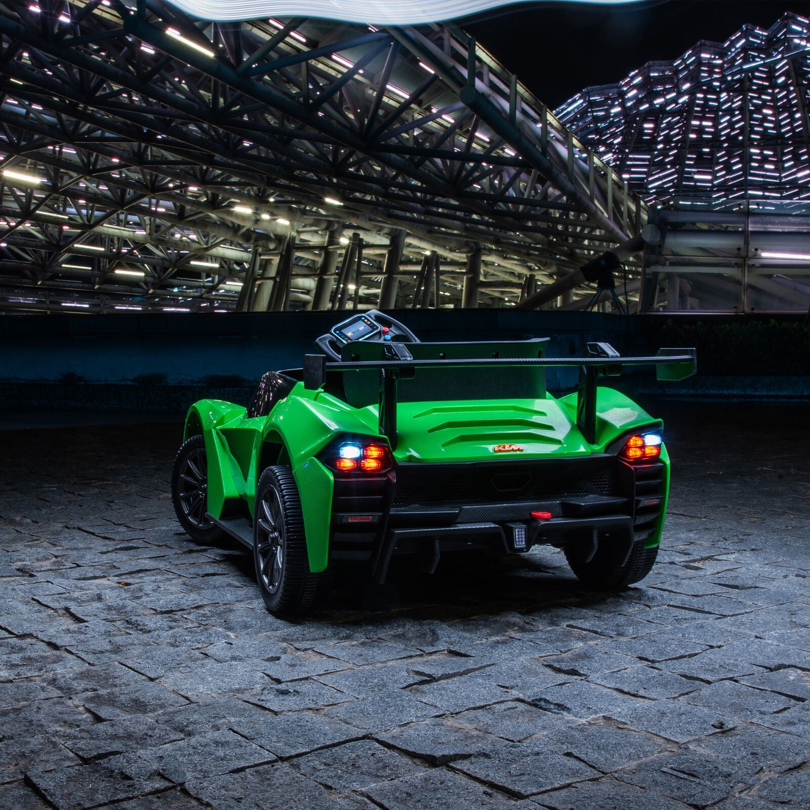 Remote Control Electric Ride-On Car with MP3 Player and LED Lights - Green