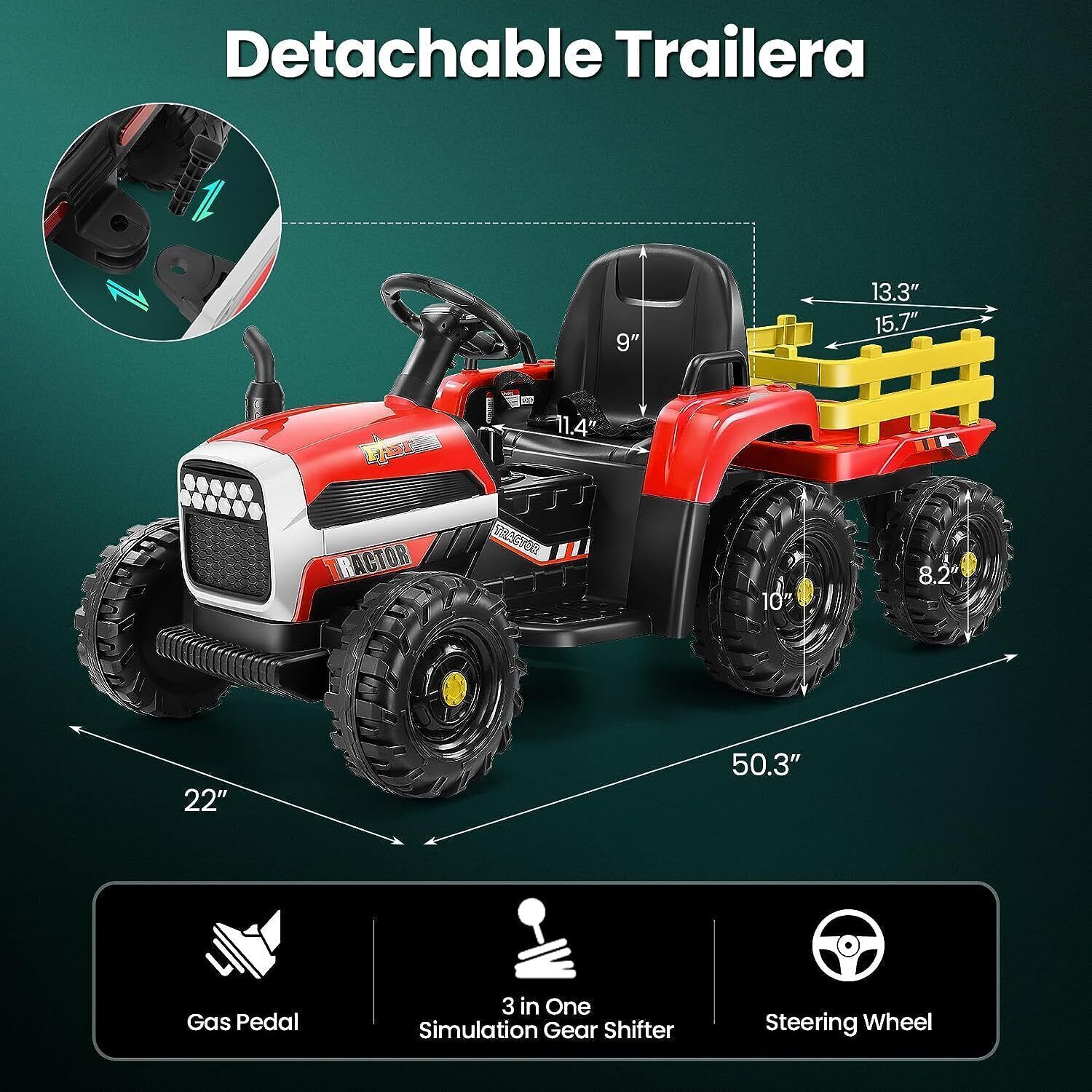 Electric Ride-On Tractor with Trailer for Kids - Remote Controlled Toy Car
