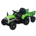Remote Control Electric Tractor Trailer Ride-On Toy for Kids - 12V Battery Powered