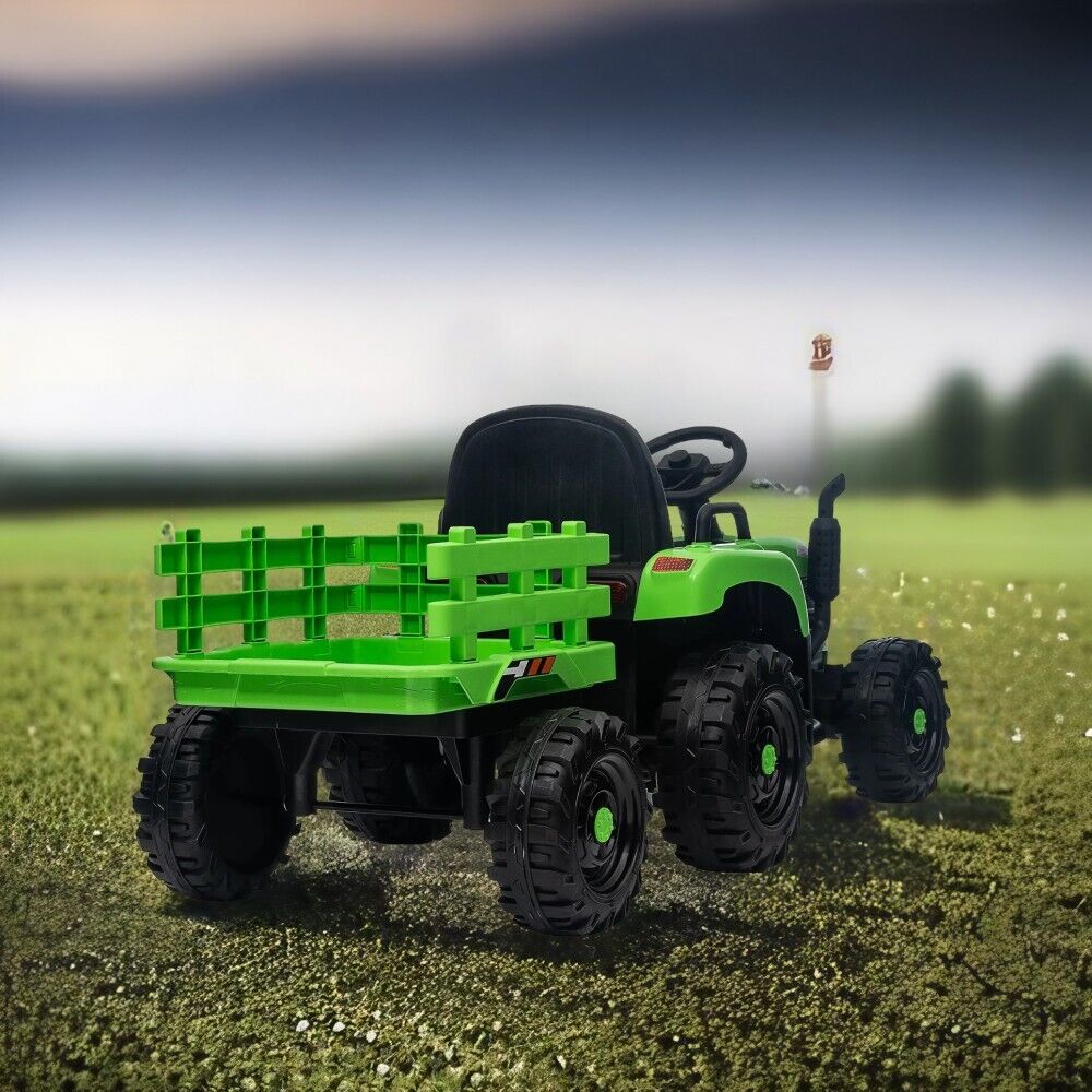 Remote Control Electric Tractor Trailer Ride-On Toy for Kids - 12V Battery Powered