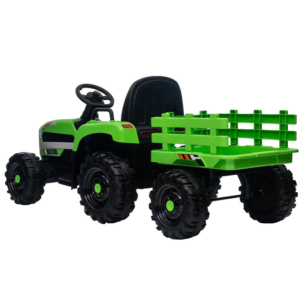Remote Control Electric Tractor Trailer Ride-On Toy for Kids - 12V Battery Powered