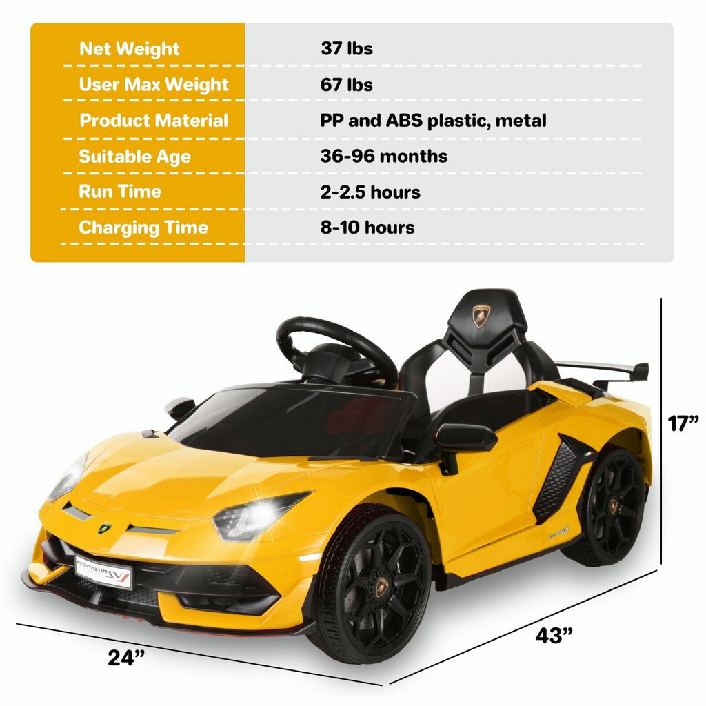 Remote Control Lamborghini Electric Ride-On Car for Kids 24/12V