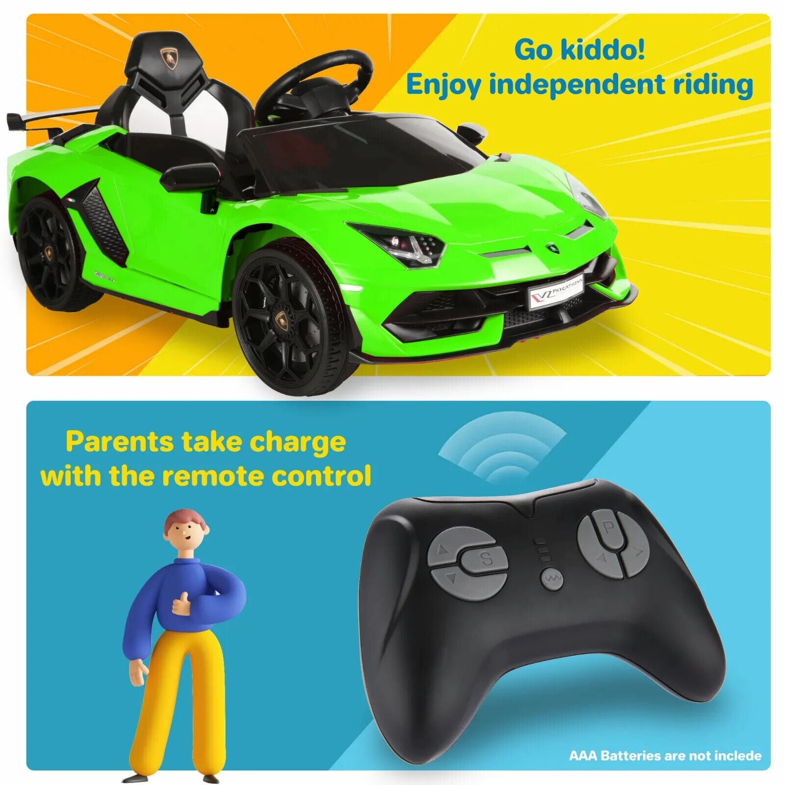 Electric Lamborghini Ride-On Car for Kids with Remote Control - 24/12V Truck Design