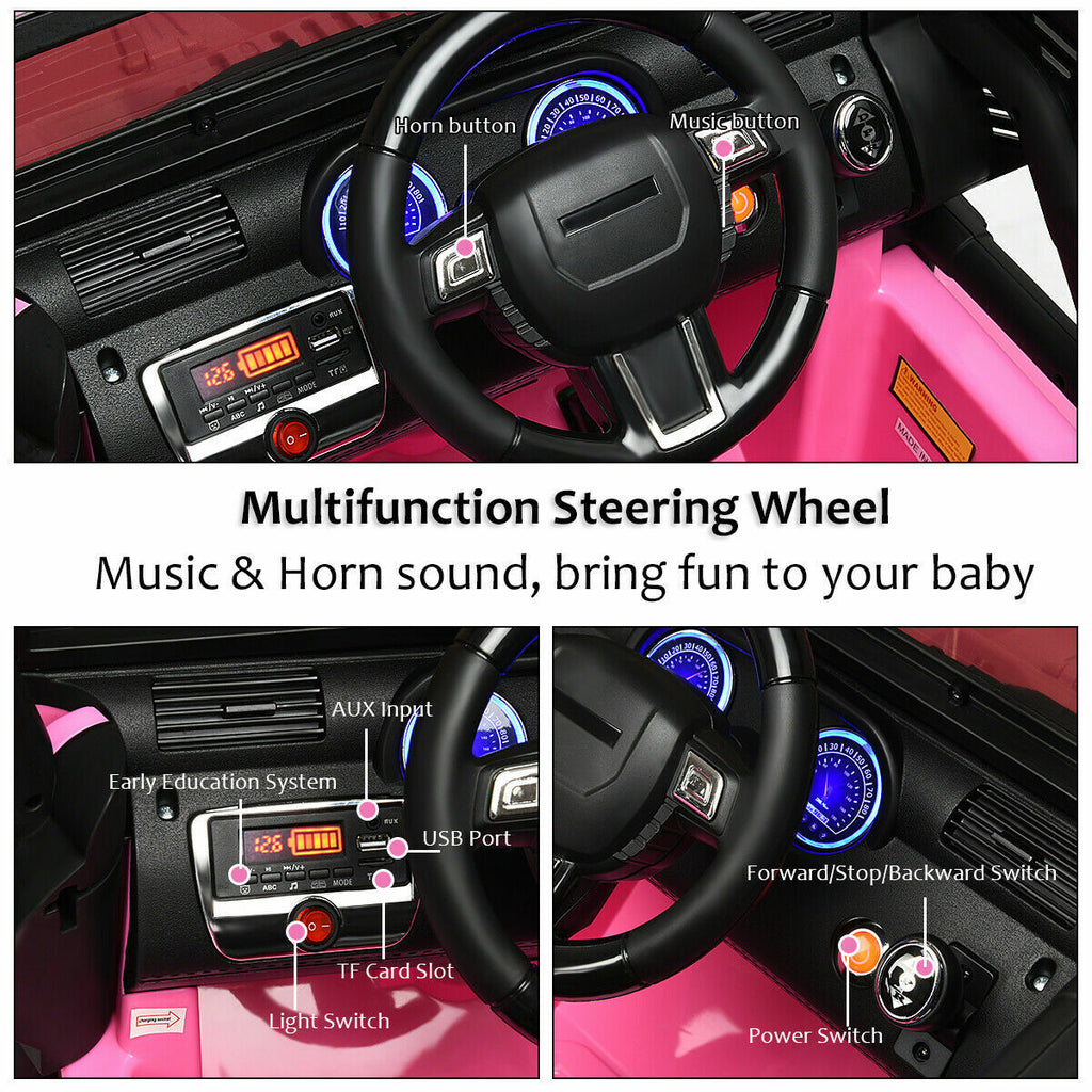 Remote Control Pink Ride-On Truck with Music and LED Lights for Kids - Perfect Christmas Gift