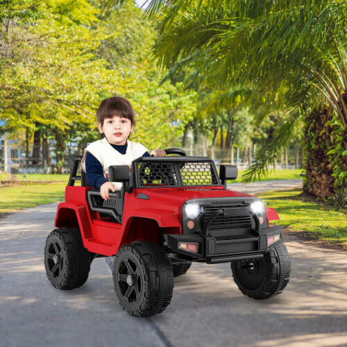 Remote Control Red Ride On Truck for Kids with Headlights - Long-Lasting 12V Design