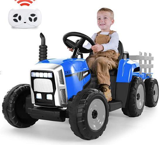 Remote Control Ride-On Tractor with Detachable Trailer for Kids - 12V Truck Toy