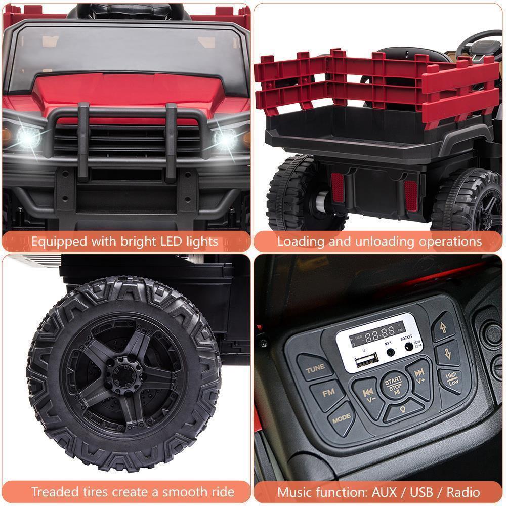 Remote Control Ride-On Tractor with Detachable Trailer for Kids