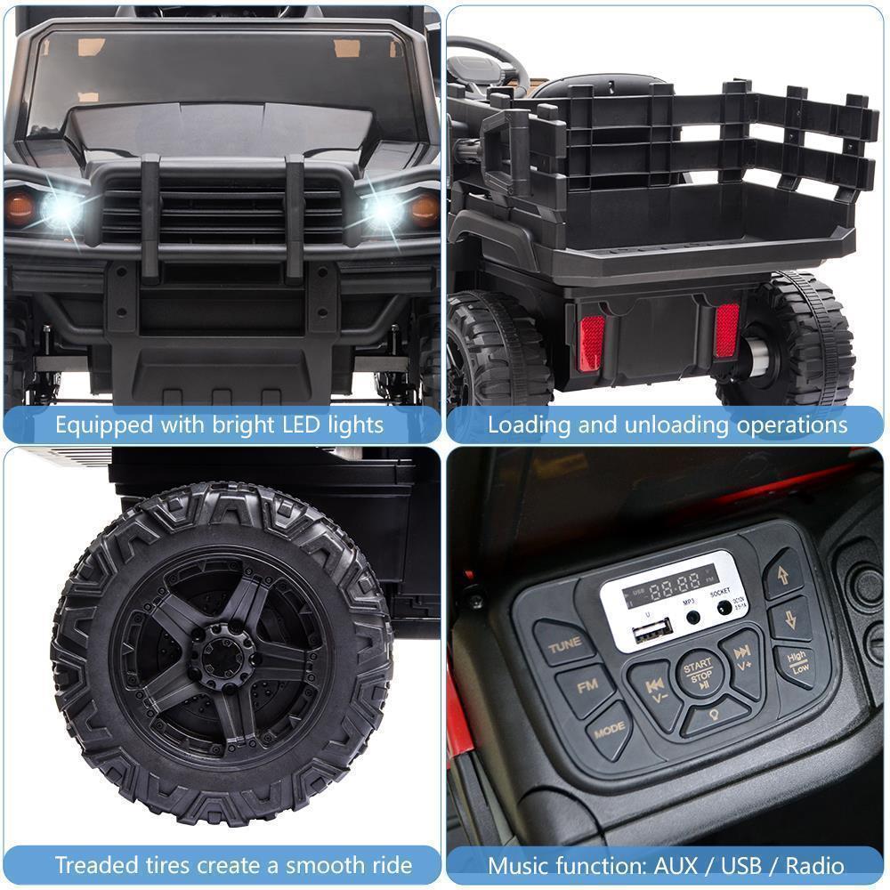 Remote Control Ride-On Tractor with Detachable Trailer for Kids