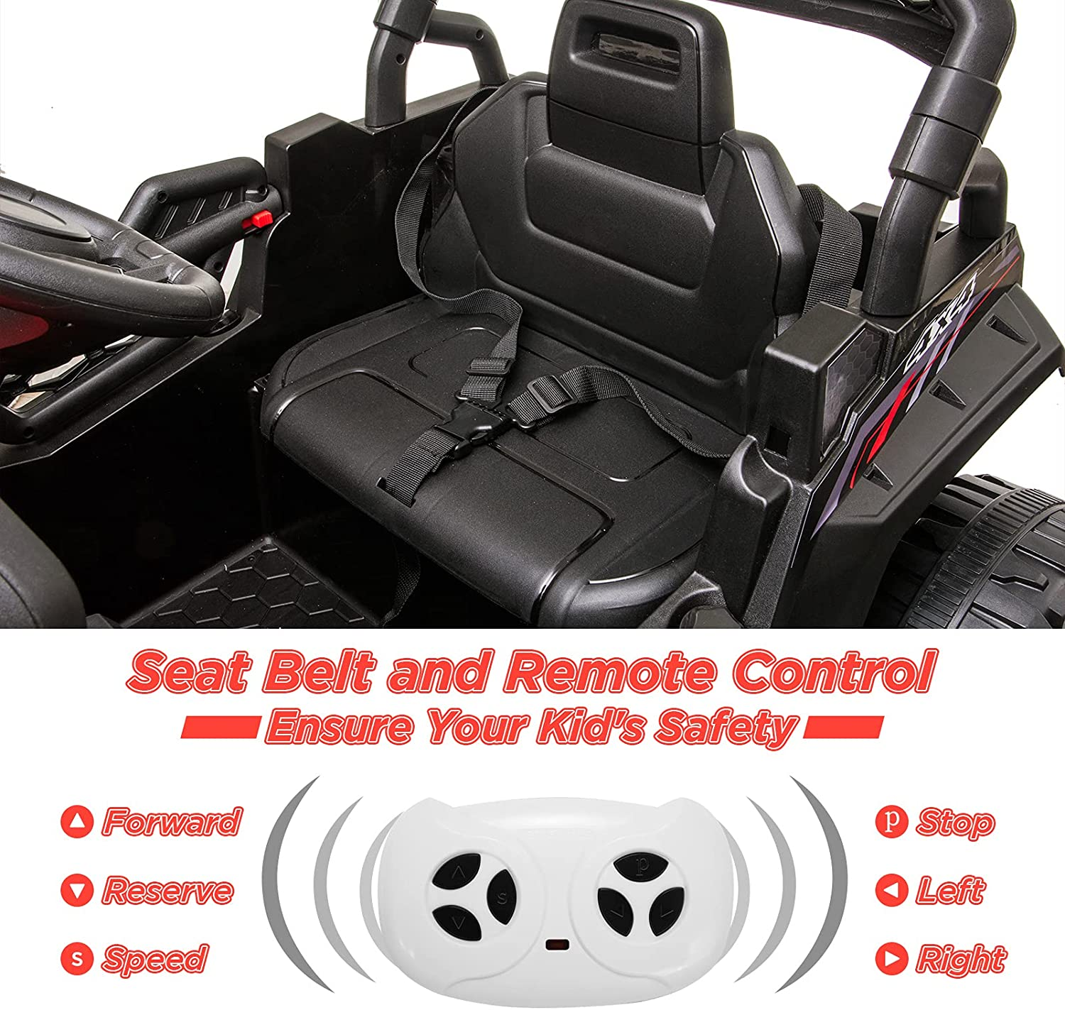 Remote Control Ride-On Truck for Kids with Spring Suspension and LED Lights - 12V