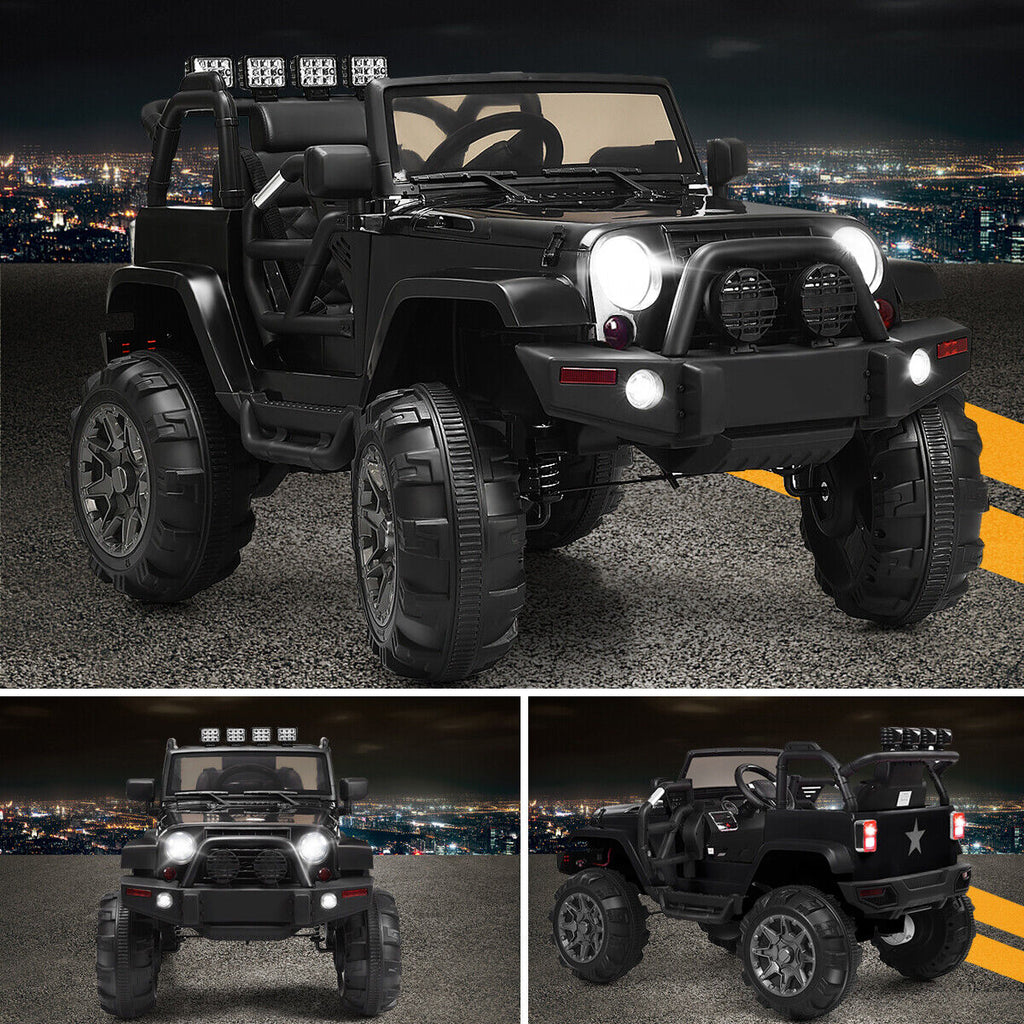 Remote Control Ride-On Truck with LED Lights - Black - Perfect for Christmas!