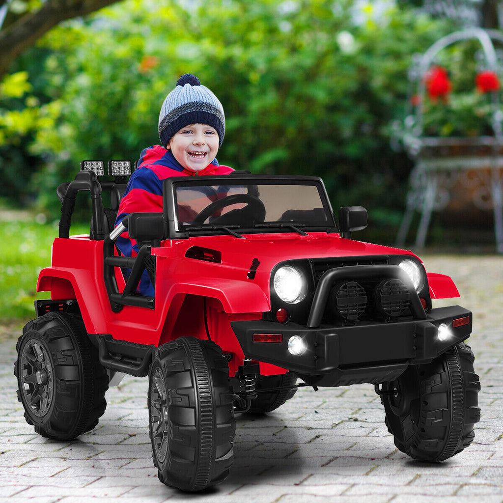 Remote Control Ride-On Truck with MP3 Player and LED Lights for Kids - Red